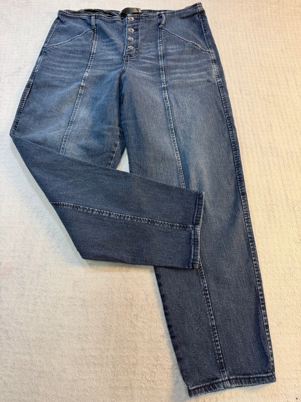 Anne Klein Jeans Size 14 High Rise Button Fly Wide Straight Leg Denim